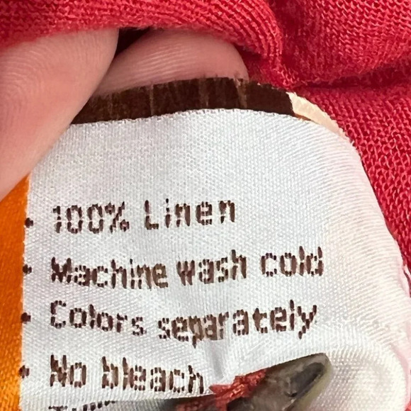 Fridaze Red Linen Tunic Top Shirt Blouse Button Down Sleeves Small - Picture 6 of 7